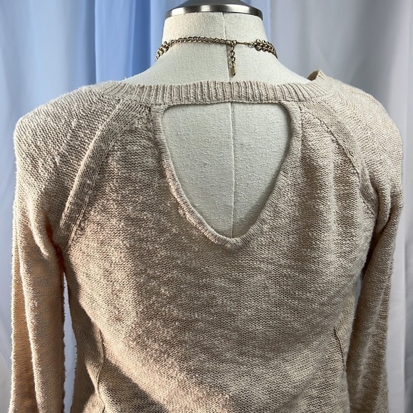 Design History beige cotton tunic sweater with keyhole open back medium - Picture 3 of 7